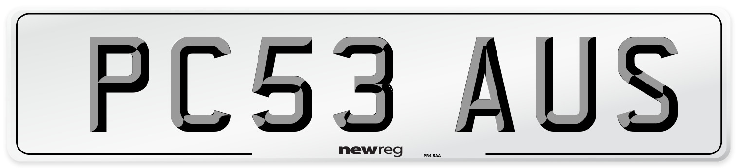 PC53 AUS Number Plate from New Reg